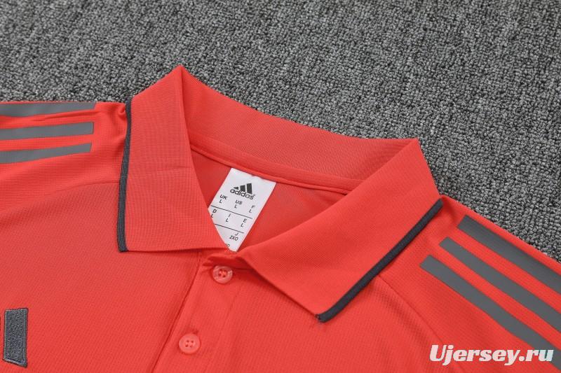 26/27  Bayern Munich Red Polo Training Shirt +Grey  Long Pants Tracksuit