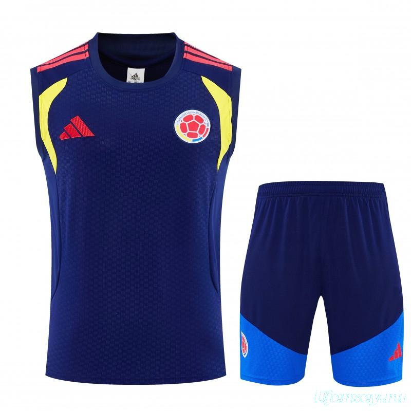 26/27  Colombia Navy Blue Sleeveless Training Vest +Shorts Set