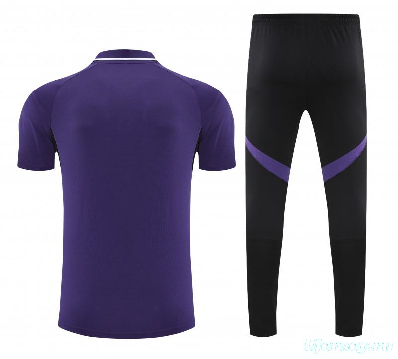 26/27  Manchester United Purple Polo Training Shirt + Long Pants Tracksuit