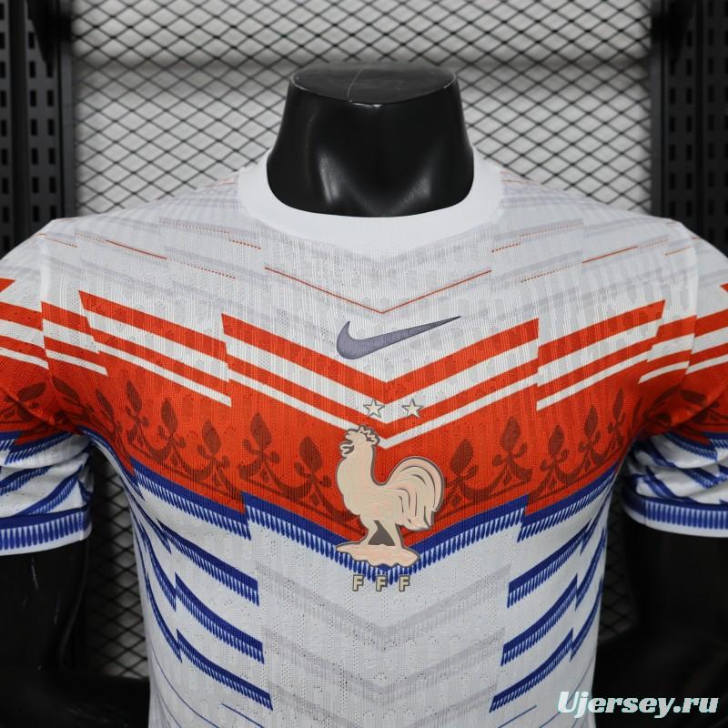 Player Version 2026 France Away White with Red & Blue Chevron Stripe Special Edition Jersey