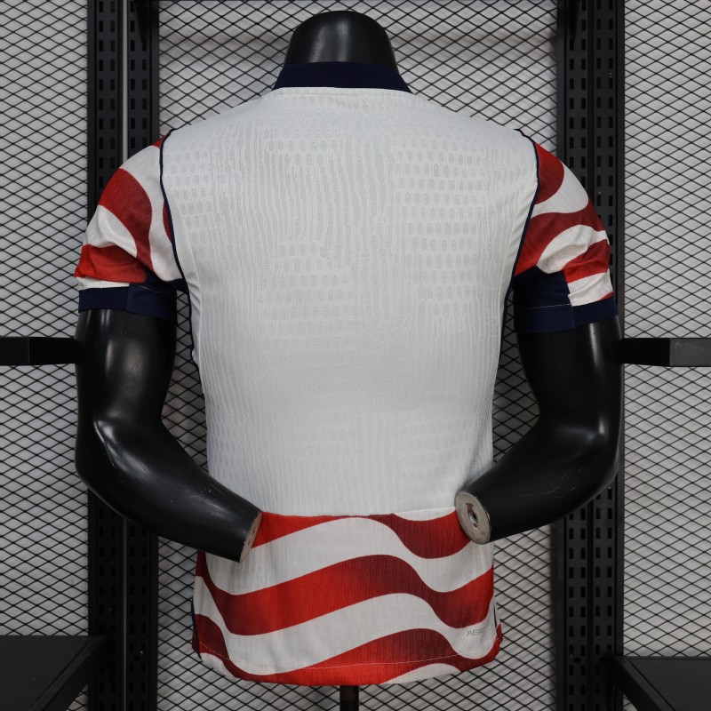 Player Version 2026 USA Home Red & White Stripe  Jersey