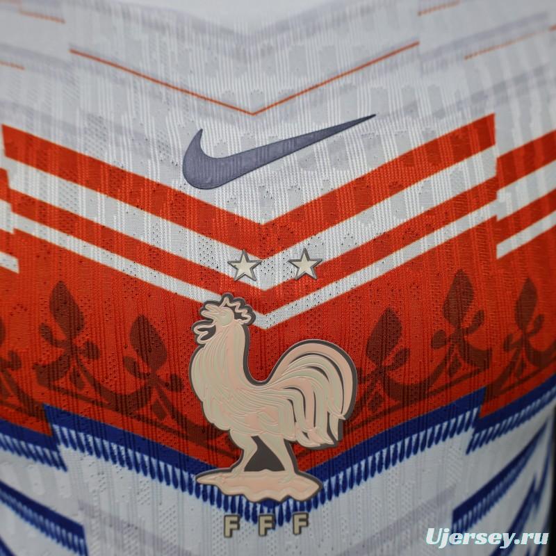 Player Version 2026 France Away White with Red & Blue Chevron Stripe Special Edition Jersey