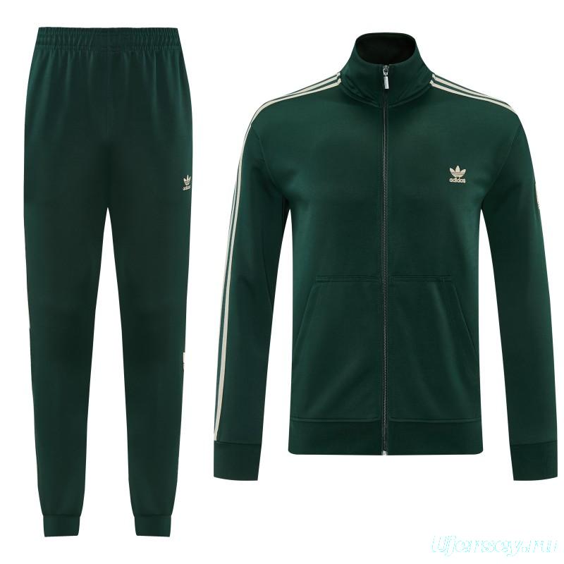 2026 Adidas Navy Green  Full Zipper Jacket + Long Pants