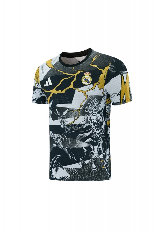 26/27  Real Madrid Black x Marvel  Short Sleeve+Soccer Shorts