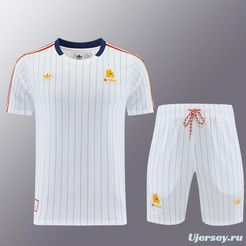 26/27 AS Roma White Short Sleeve+Soccer Shorts