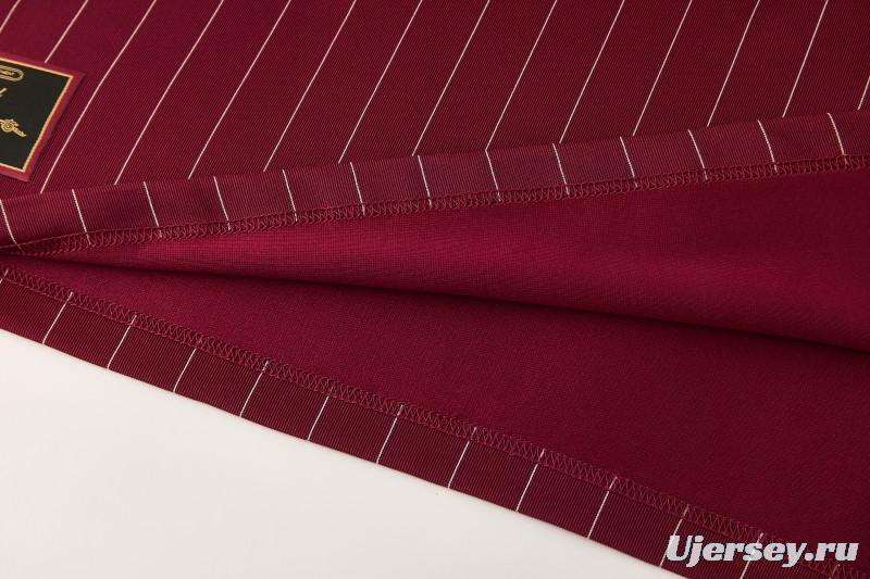 26/27  Arsenal  Maroon Pinstripe Short Sleeve+Soccer Shorts