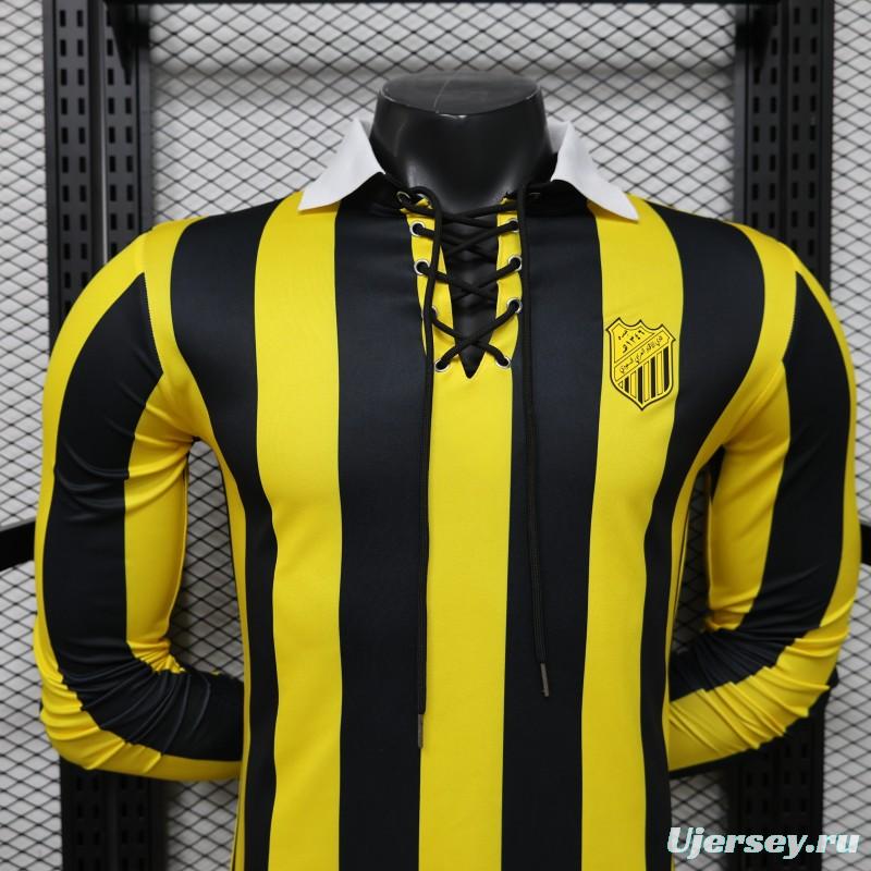 Player Version 2026 Peñarol Yellow & Black Vertical Stripes Long Sleeve Retro Heritage Jersey