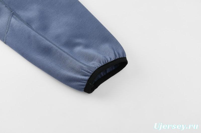 26/27  Paris Saint-Germain Steel Blue Full Zipper Hooded Jacket Tracksuit + Long Pants