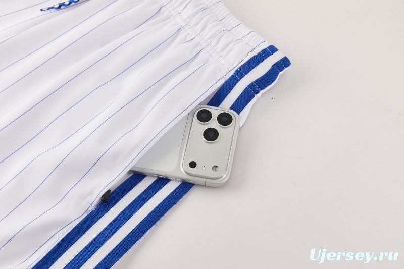 26/27 Chelsea FC  Blue  Stripes Short Sleeve+ White Soccer Shorts