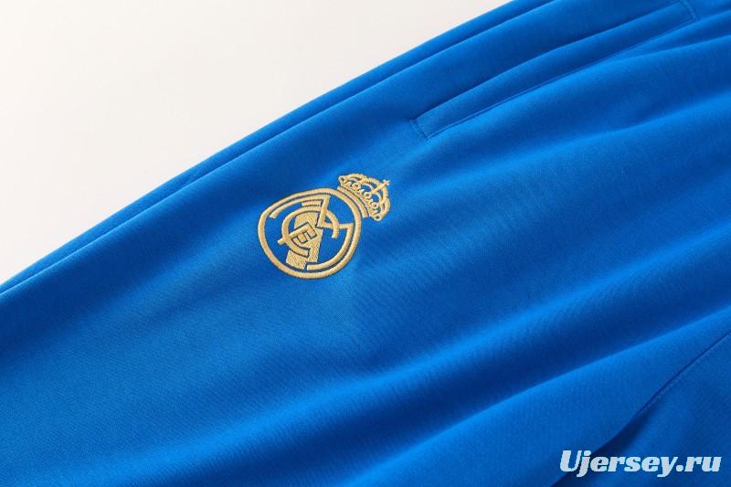 26/27 Real Madrid Royal Blue Pullover Hooded Tracksuit + Long Pants