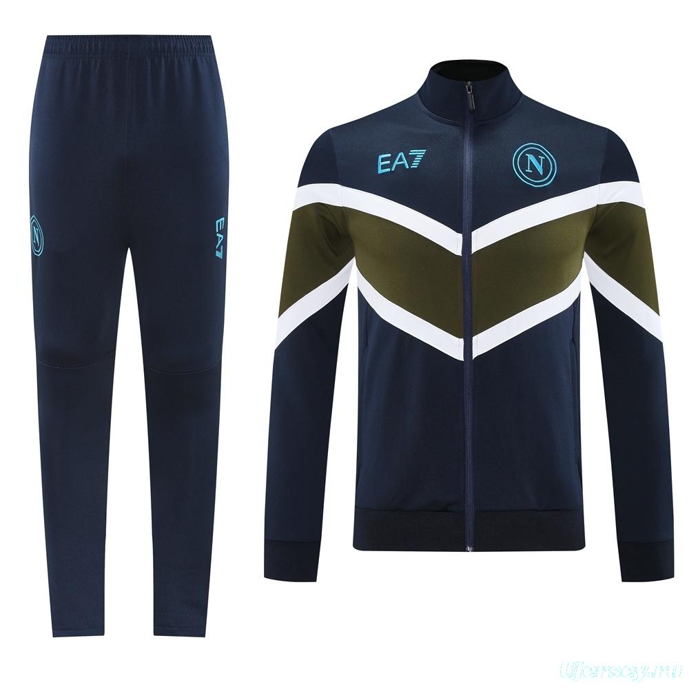26/27 Napoli Navy Blue  Full Zipper Jacket Tracksuit + Long Pants