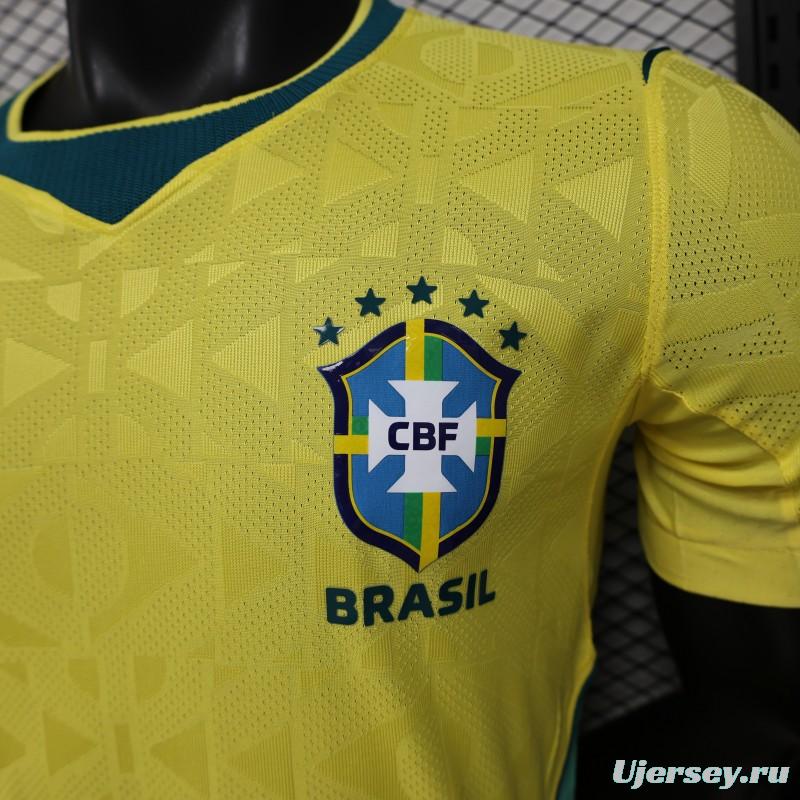 Player Version 2026 Brazil Yellow  Geometric Pattern Home Jersey