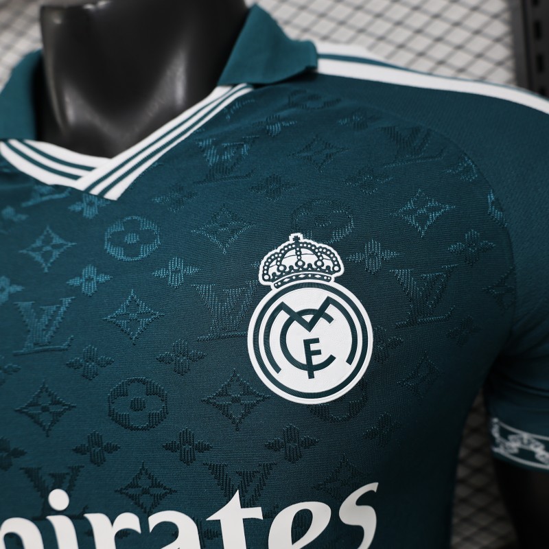 Player Version 2026 Real Madrid × Louis Vuitton Teal LV Monogram Adidas Collab Special Edition Jersey