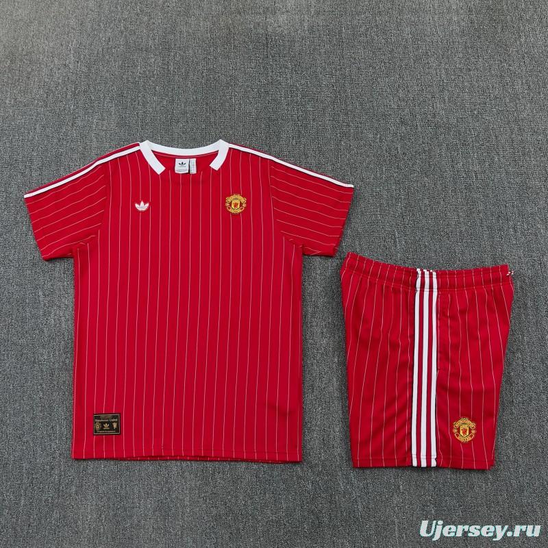 26/27  Manchester United Red Short Sleeve+Soccer Shorts