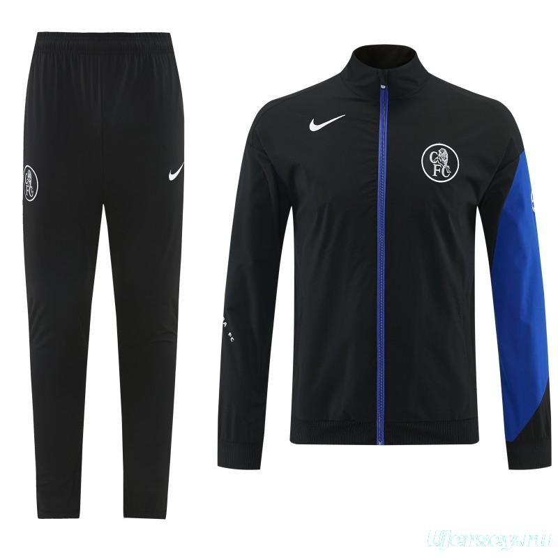 26/27 Chelsea Black Full Zipper Hooded Jacket Tracksuit + Long Pants