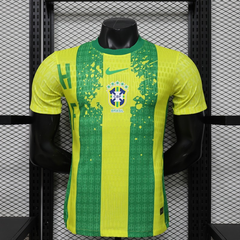 Player Version 2026 Brazil Yellow & Green Vertical Stripe Special Edition Jersey