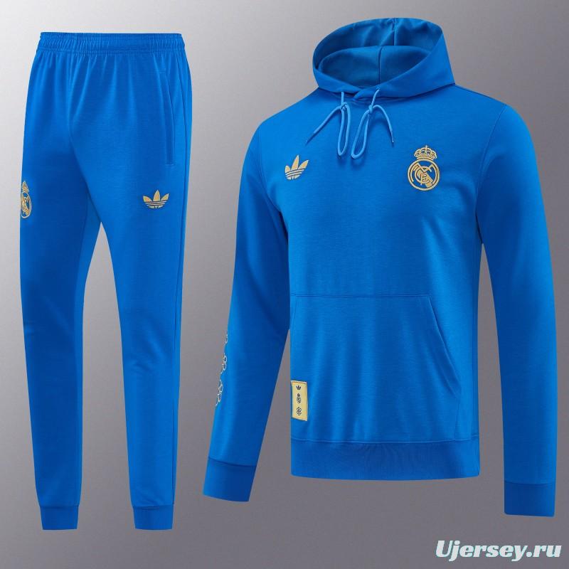 26/27 Real Madrid Royal Blue Pullover Hooded Tracksuit + Long Pants