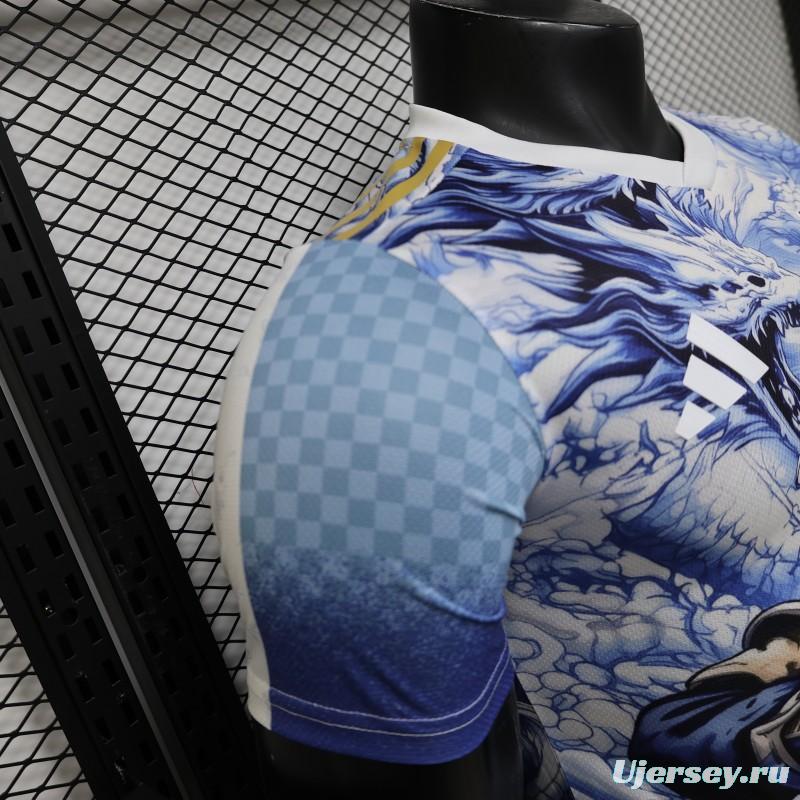 Player Version 2026 Japan Adidas Special Edition "Samurai Blue Dragon" Full Sublimation White Jersey