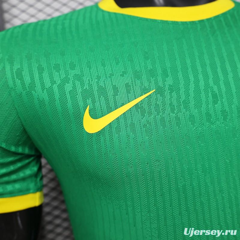 Player Version 2026 Brazil Green with Wave Texture Away Jersey