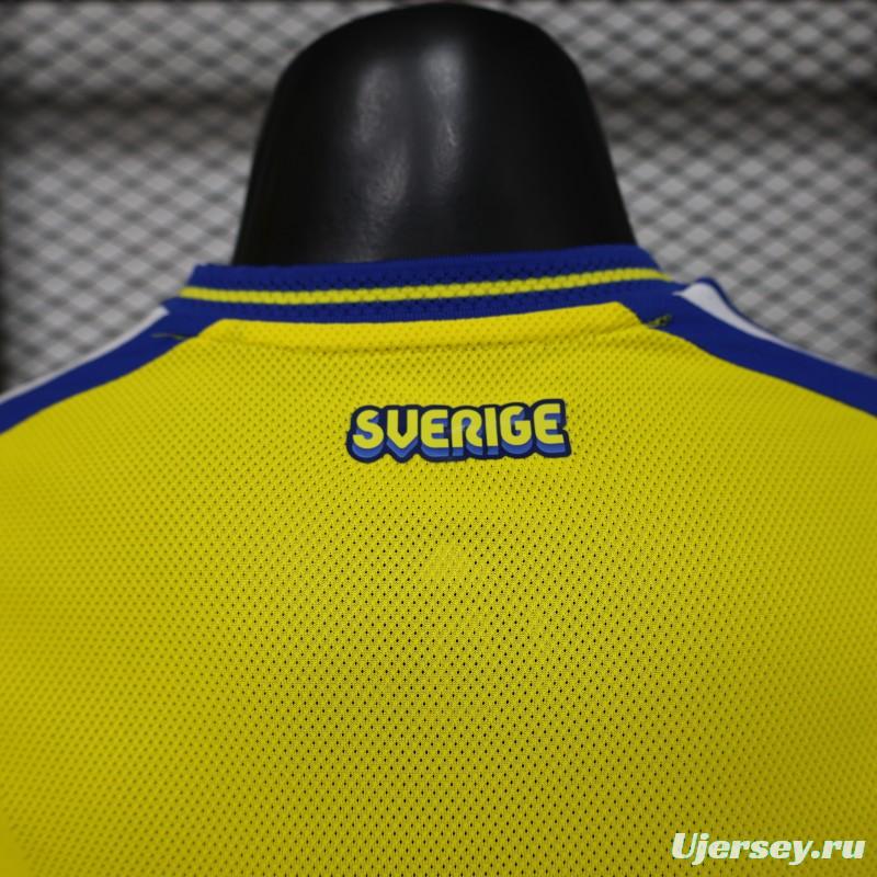 Player Version 2026 Sweden Yellow with Blue Panel Home Jersey