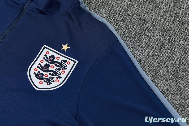 2026 England Navy Blue  Half Zipper Jacket Tracksuit + Long Pants (Nike)