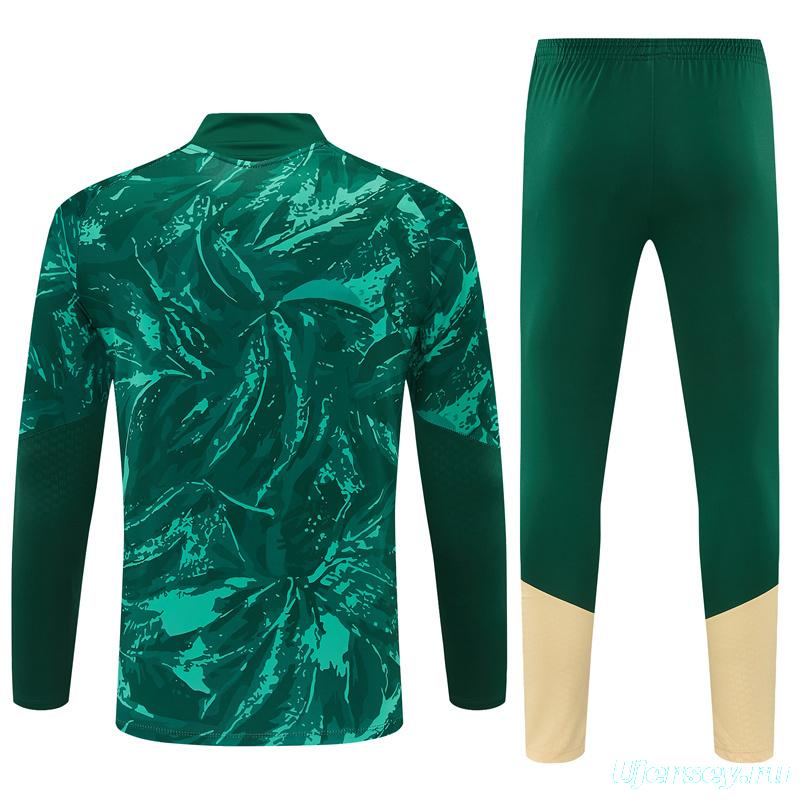 2026 Real Madrid Dark Green Camouflage  Half Zipper Jacket Tracksuit + Long Pants (Adidas)
