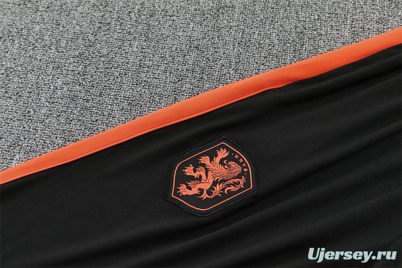 2026 Netherlands Black & Orange  Half Zipper Jacket Tracksuit + Long Pants