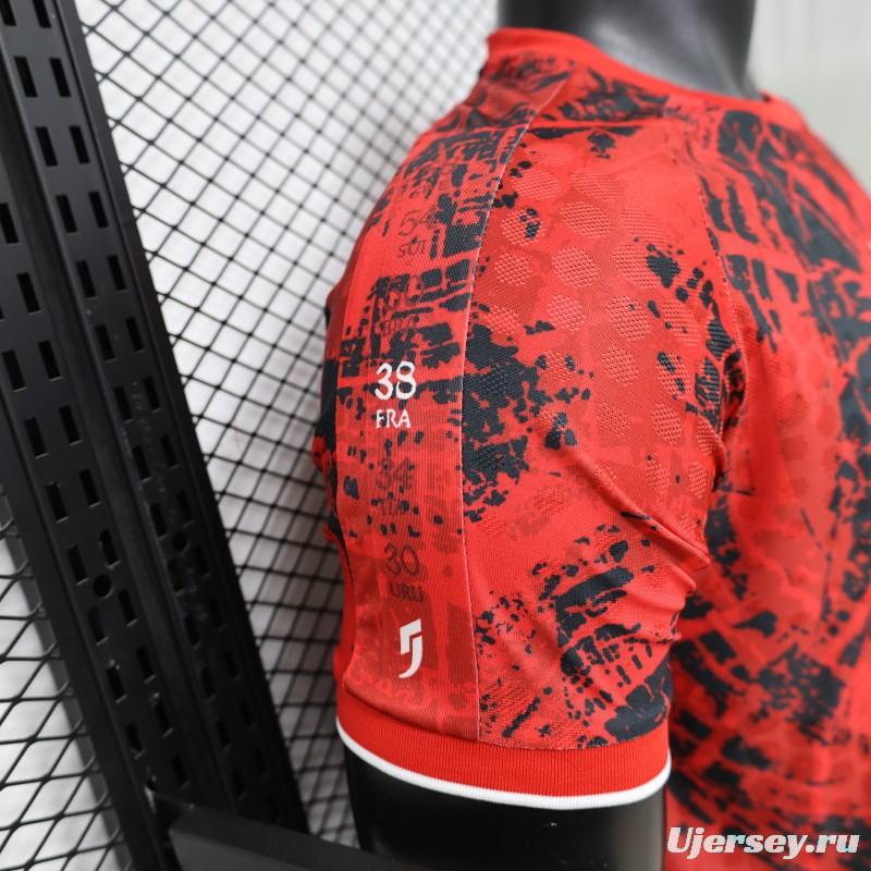 Player Version 2026 Canada National Team Red with Black Grunge Print Home Jersey