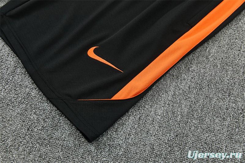 2026 Netherlands Black & Orange  Short Sleeve+Soccer Shorts