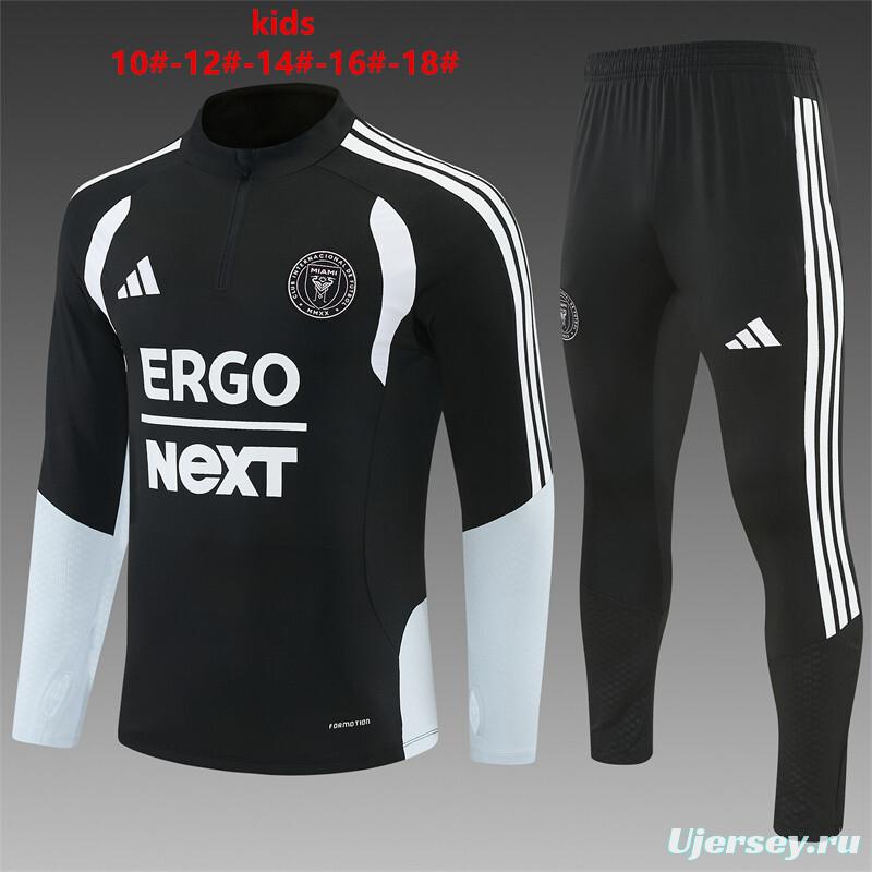 2026 Kids Inter Miami CF Black & White Half Zipper Jacket Tracksuit + Long Pants