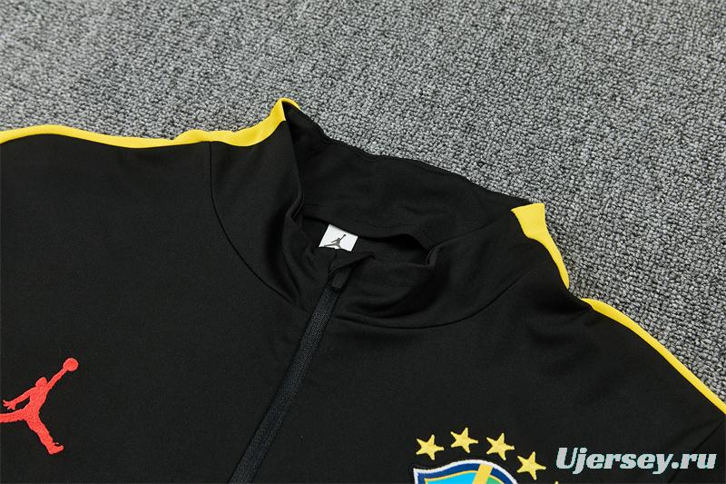 2026 Brazil Black & Yellow Half Zipper Jacket Tracksuit + Long Pants