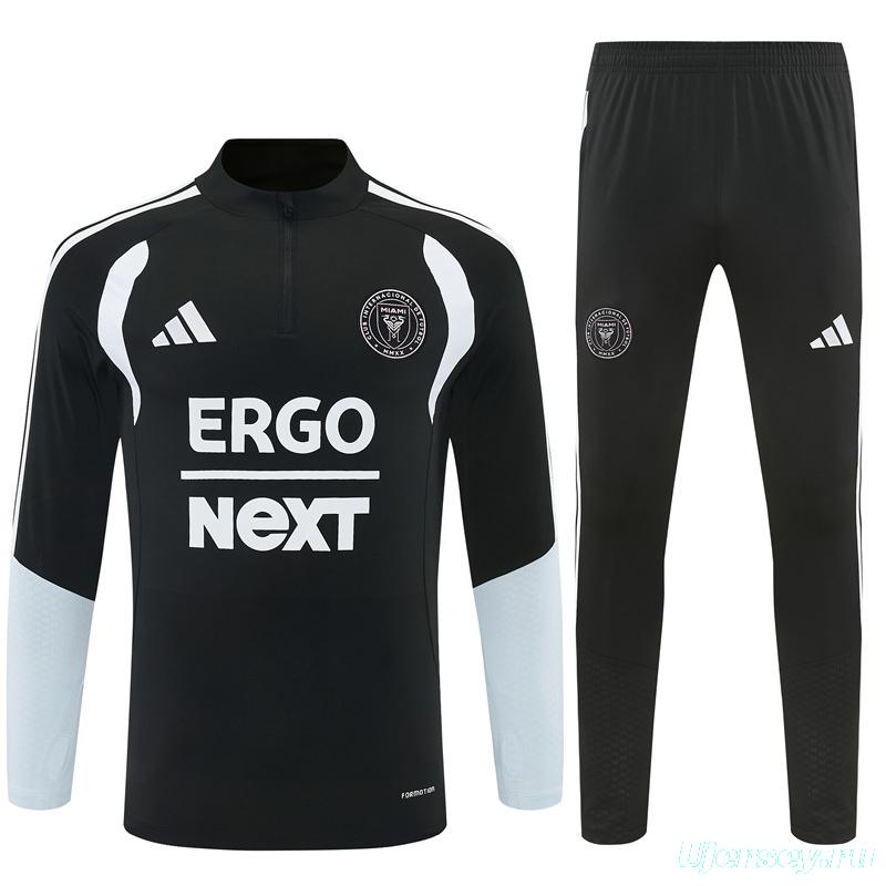2026 Inter Miami CF Black & White Half Zipper Jacket Tracksuit + Long Pants