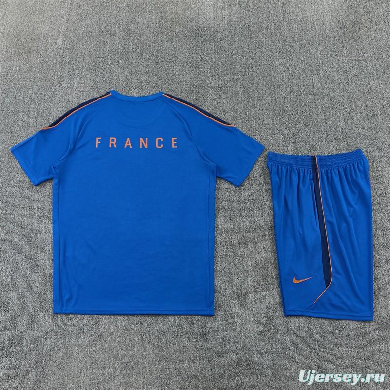 2026 France Blue & Orange Short Sleeve+Soccer Shorts