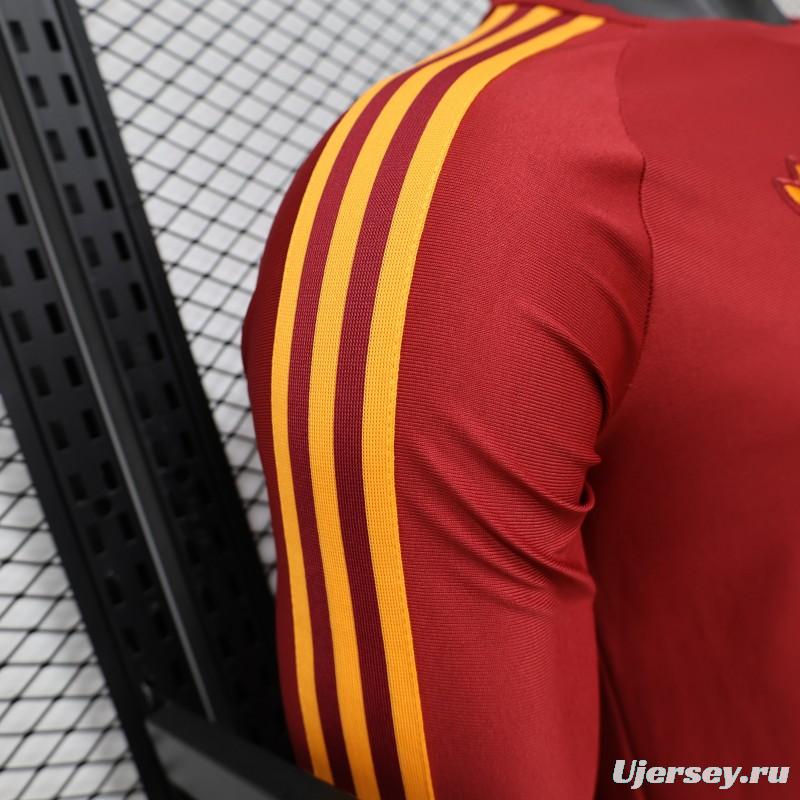 Player Version 2026 AS Roma Deep Red  84/85 Vintage Remake  Long Sleeve Home Jersey