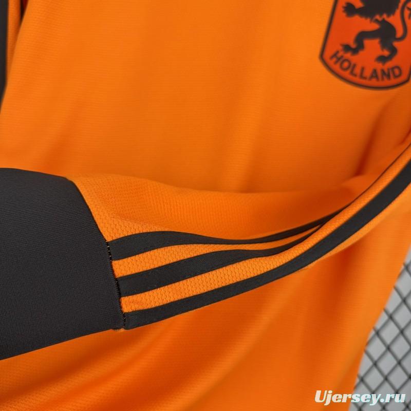 1980 Retro Netherlands Home Long Sleeve Jersey