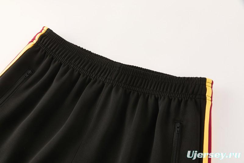 2026/27 AS Roma Burgundy & Gold Full Zipper Jacket Tracksuit +Black  Long Pants