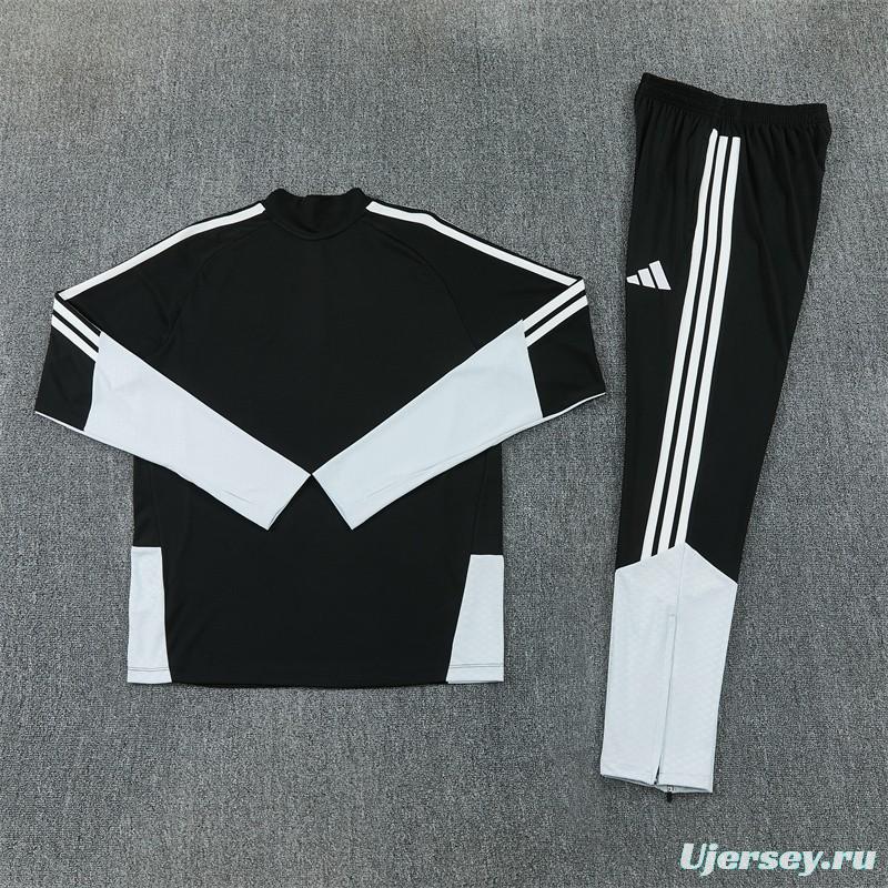 2026 Spain Black & White Half Zipper Jacket Tracksuit + Long Pants