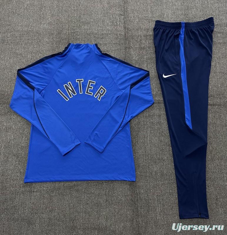 2026 Kids  Inter Milan Royal Blue Half  Zipper Jacket Tracksuit + Long Pants (Nike)