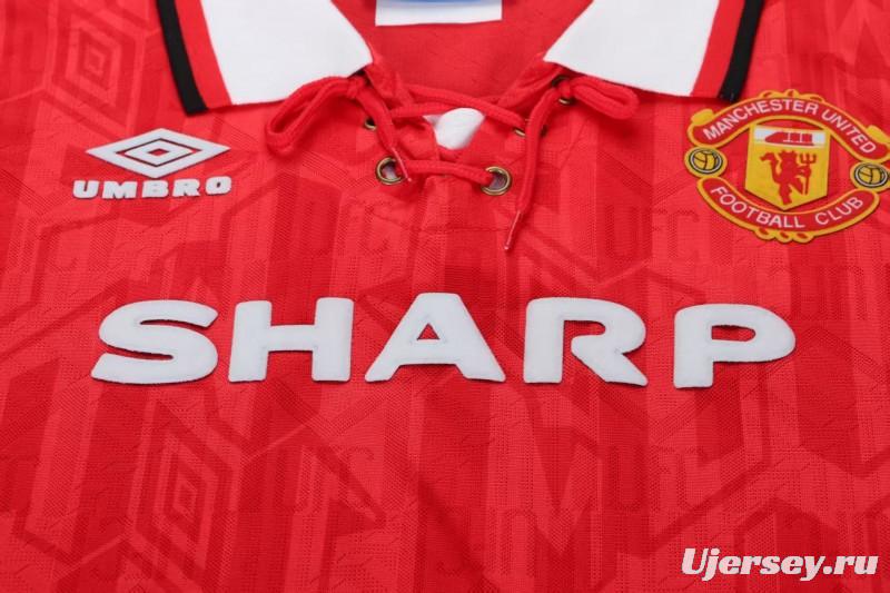 Retro Kids 92/94 Manchester United Red Home Jersey