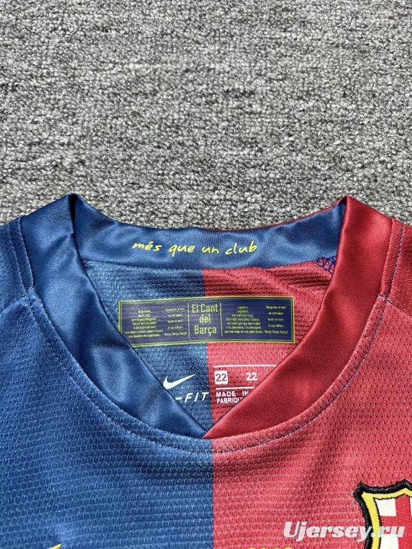 Retro Kids 08/09 Barcelona Home Champions Long Sleeve Jersey