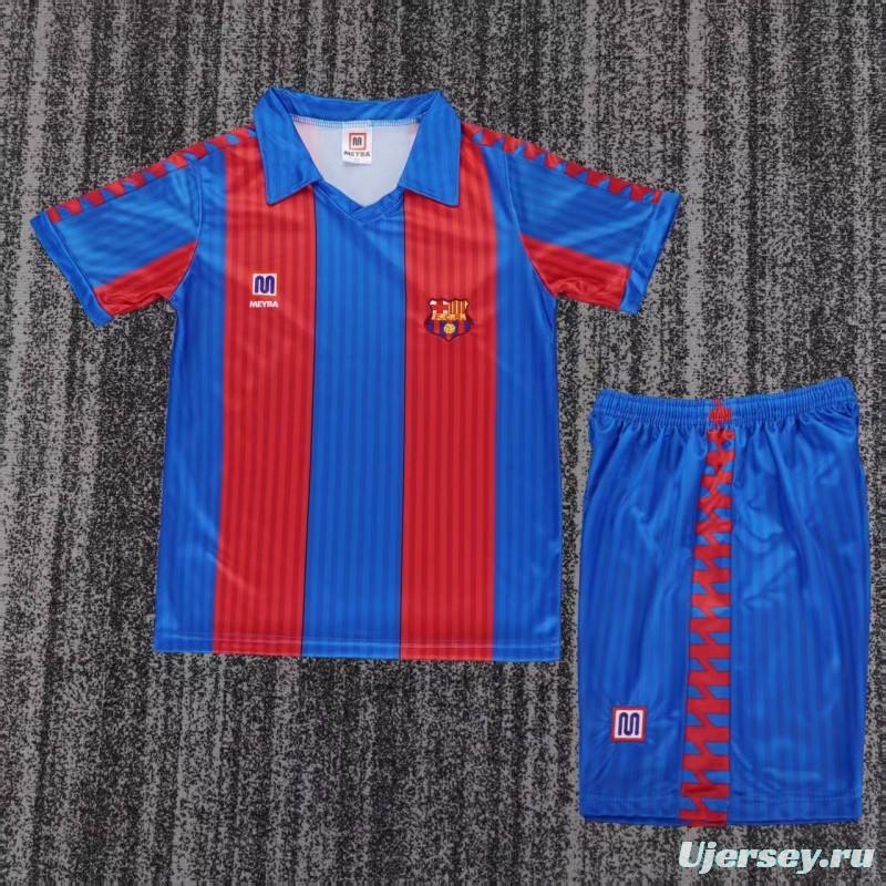 Retro 1989/92 Kids FC Barcelona Blue & Red Stripe Home Jersey