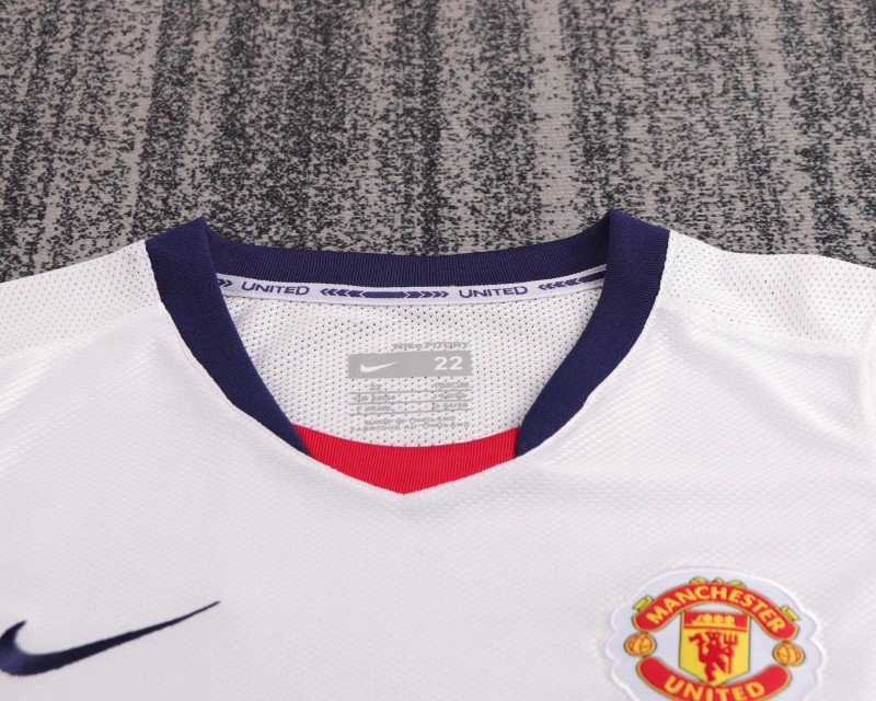 Retro Kids 08/09 Manchester United White Away League Jersey
