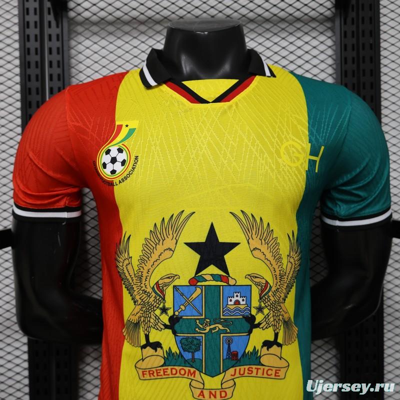 Player Version 2026 Ghana Special Edition Yellow Red Green with National Coat of Arms & Flag Jersey