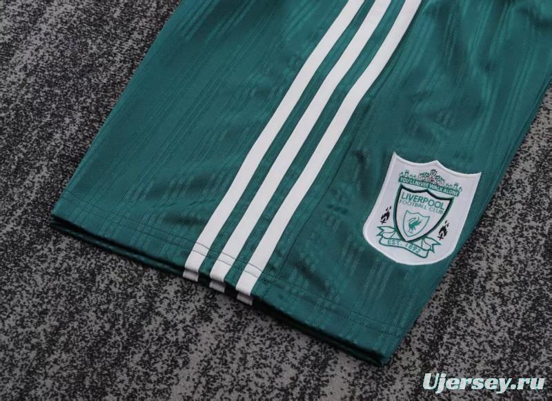 Retro 1995/96 Kids Liverpool White & Green Away Jersey