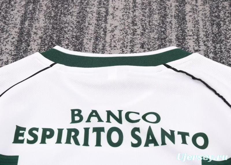 Retro Kids 01/03 Sporting CP White Green Home Long Sleeve Jersey