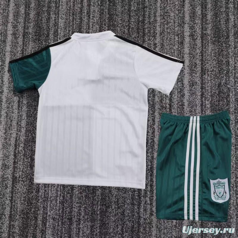 Retro 1995/96 Kids Liverpool White & Green Away Jersey
