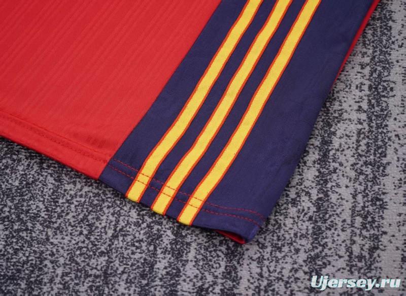 Retro 1996 Kids Spain Red & Navy Diagonal Split Home Jersey