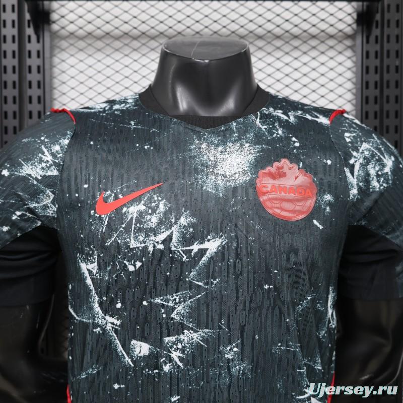Player Version 2026 Canada Third Dark Grey with Shattered Ice Crystal Allover Print Jersey