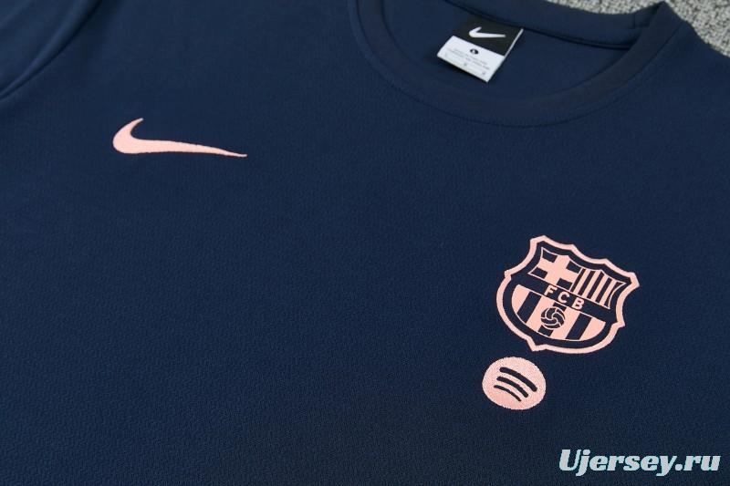 26/27 Barcelona Navy Blue Short  Sleeve Tracksuit + Long Pants
