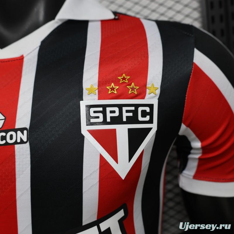Player Version 26/27 São Paulo FC Away Red & Black Stripe  With White Collar Jersey